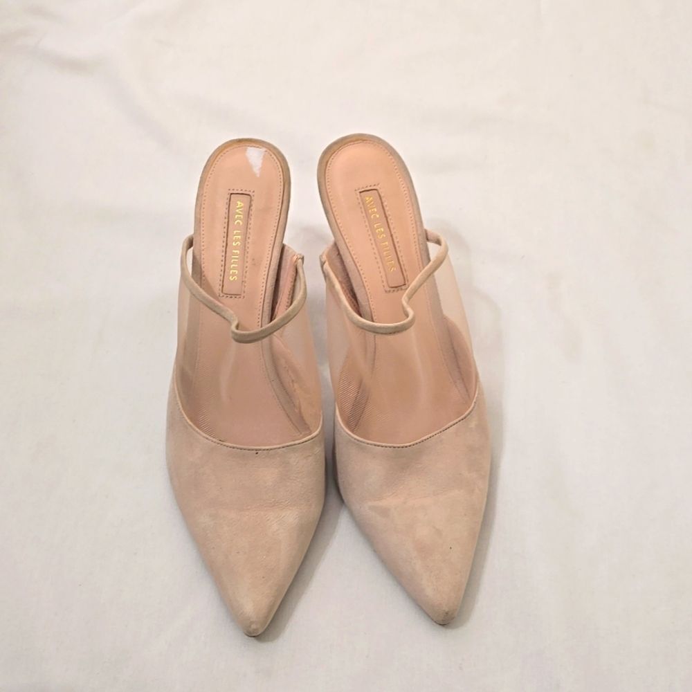 Avec Les Filles Joelle Mules Pink suede 9.5